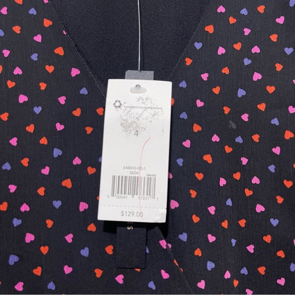 NWT Banana Republic black heart print surplice ruffle long sleeve dress (size 4) - Picture 5 of 7